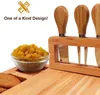 Large Bamboo Cheese Charcuterie Board Chopping Blocks with Cutting Tool Ideal Gift Kitchenware by sea aLLA1035