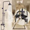 Black Retro Shower Set With Ceramic Arm Lifting Shower Set Antique Solid Brass Shower Body And Head System X0705275w