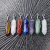 Pierre naturelle Hexagon Prism Charms Chakra Pendentifs lapis lazuli opale rose Quartz Cristal de roche Pendentifs Chakras clairs Gem Stone fit collier faisant assorti