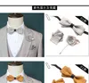 3PCS Men Women Ribbon Bow Tie Set Handmade Wedding Shirt Collar Necktie Bowtie Handkerchiefs Flower Pin Brooch Pocket Square