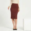 Wixra femmes jupes tricotées mince solide basique dames taille haute genou longueur jupe Streetwear automne hiver 210619