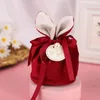 NOUVEAU Emballage cadeau de mariage Bonbons Oreilles de lapin Sac de Pâques en velours Boîte d'emballage de biscuits Boîtes à main compagnon Crad Pearl Retour Cadeaux Sacs à main