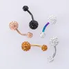 Bling Navel Piercing Belly Button Rings Bar Crystal Zircon Round Ombligo Party Stud Barbell for Woman Sexy Body Jewelry