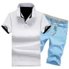 2pcs Men's Polo Shirt Set Cotton Short Pants Short Sleeved Sport Suit PoloShirt Men's Sweatsuits Tracksuits Polo Sweat Suit X0610