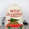 Festes de festa de natal sacos de presente de algodão 50 * 70 cm Lona Santa Saco Elk Claus Saco de Armazenamento de Corda Grande