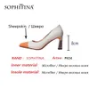 Sophitina Pumps Woman Echt Schapenvacht Lederen Patchwork Puntschoen Ondiepe Super Hoge Dunne Hak Kantoor Dame Schoenen PK04 210513