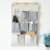 Boîtes de rangement bacs 2 pièce/ensemble, sac à crochet mural en coton et lin, sept compartiments pour salon chambre à coucher derrière la porte