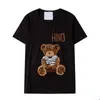 T-shirt pour hommes Mode pur coton col rond mode européenne et américaine lettre broderie ours brun été dames décontractées 263A