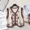 Hollow Out Design Kobiety Sweter Wiosna Punk Gothic See Chociaż Floral Cardigan Topy Dzianiny Jumper Oversized Woman Sweter 210604