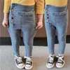 Jeans bebês Cantura alta jeans jeans jeans para crianças meninas de retalhos de retalhos roupas menina