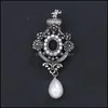 Pins, broscher Smycken Vintage Pearl Bowknot Pin för Women Rhinestones Designer Julklapp Drop Leverans 2021 2JEI6