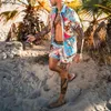 Trajes para hombres Hombres Traje impreso hawaiano 2022 Camisa de botón de manga corta de verano Pantalones cortos de playa Streetwear Casual para hombre 2 piezas Ropa