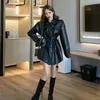 Aelegantmis Cool PU Läder Jacketwomen Sashes Spring Loose Belt Coat Kvinna Slim Motorbiker Jacka Streetwear Chic 210607