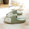 Winter House Women Fur Slippers Soft Memory Foam Sole Cute Cartoon Bear Bedroom Ladies Fluffy Couples Plush Shoes 211110