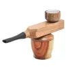 Mini Sandalwood Hand Metal Smoking Pipe Turning Smoking Pipes Wooden Portable With Tobacco Storage Groove