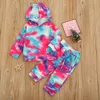 6M-4Y Infantile Bébé Fille Garçon Vêtements Ensemble Automne Tie Dye À Capuche Tops Pantalons Tenues Enfant Enfant Vêtements 210515