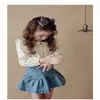 Девушки юбка осень зима новая девочка голубой джинсовая эластичная талия мода девушки юбка для детей детская одежда E20663 210331