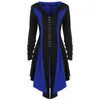 Kvinnors trenchrockar Rosetiska gotiska veckade l￥nga kappor Kvinnor Casual Hoodies Top Fashion Streetwear 2022 Spring Thin Female Blue Hooded
