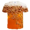 3D 티셔츠 남성 캐주얼 티셔츠 재미 있은 맥주 프린트 티셔츠 남자 여름 스타일 파티 탑스 커플 탄력성 티셔츠 스트리트 착용 210409