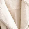 Wixra falsifica jaquetas de couro faux womens inverno grossa casacos quentes com lã de cordeiro outono lace-up casacos casuais para fêmea 211118