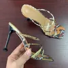 Women sandals snake print strappy mule heels sandals slippers women high heels flip flops square toe slides party shoes woman WAEYER4YRE4WY