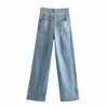Baggy jeans för kvinna bedrövade Ripped Kneel Hole Female High Waist Denim Pants Streetwear 210.421
