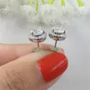 Stud 8MM Round Stone Earrings Luxury Girl White Zircon For Women Wedding Jewelry Rose Gold Silver Color Crystal Earring6569560