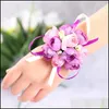 Kransen Feestelijke Feestartikelen Home Garden50pcs / Set Bruiloft Bruidsmeisjes Sisters Wrist Cor Cor Decoratieve Bloem Bridal Prom Hand Simation Flowe