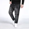 Mäns jeans 8xl 52 50 2023 Män tunt lätt affärsföretag avslappnad stretch smal denim blå byxor manliga märke byxor