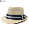 Spring Summer Retro Men's Hats Fedoras Top Jazz Beach Straw Caps For Men Panama Sun Hat Wide Brim