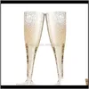 STS Cozinha Suprimentos Cozinha, Bar de Jantar Home Jardim Gota entrega 2021 Gold Glitter Champagne Flutas Clear Plástico Toasting Tasting Cálice Dispositivo