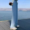 İlkbahar Yaz kadın Kore Buz Skil Vintage Artı Boyutu Uzun Denim Katı Tüm Maç Yüksek Bel Düz İnce Pantolon B14109X 210416