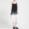 [EAM] Women Black Tie Dye Big Size Elegant Dress Round Neck Sleeveless Loose Fit Fashion Spring Summer 1DD8146 210512
