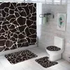 New marble Printed Pattern Bathroom Shower Curtain Pedestal Rug Lid Toilet Cover Mat Non-Slip Bath Mat Carpet Set 210401