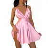 Kvinnor Klä Deep V-Neck Ärmlös Backless Ball Gown Lace-up Bow Bandage Sexig Ladies Mini High Waist Clubwear 210522
