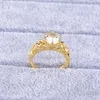 Bröllopsringar Party Fashion Jewelry Gold-Color White Cubic Zirconia Crystal Romantic Ring for Women Anniversity Engagement Gifts