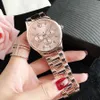 Montres de marque femmes dame fille diamant cristal 3 cadrans Style métal acier bande Quartz montre-bracelet M133