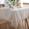 Pano de linho de linho borla borla pano sala de estar mesa de café manteles de mesa retângulo evento decorações de festa em casa