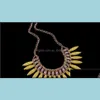 Pendant Necklaces & Pendants Jewelry Women Fashion Turquoise Necklace Bohemian Choker Chunky Statement Chain Rhinestone Fringe Bib Drop Deli