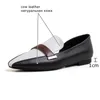 ALLISEFO高品質本物のレザースクエアトゥーローヒールパーティー女性の靴高品質快適なオフィスレディースシューズ210611