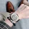 Automatisk Självvind Mekanisk Rose Gold Silver Black Case Brown Leather Rubber Strap Casual Sports Geneve Watch Wristwatches