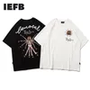 IEFB High Street Skull Print Loose Short Sleeve T-shirts för Män Kausal Trend Höft O-Neck Lossa Stor Storlek Tee 9Y5323 210524