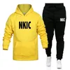 Men's Letter Printed Tracksuit Autumn Brand Hoodie + Jogging Pants Sets Winter Windproof Male Clothing Causal Home Sportswear