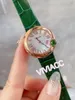 fashion women crystal diamond green gem watches real leather quartz clock classic irregular geometric circle Wrist watch 33mm