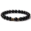 Natural Stones Beaded Golden Spacer Charm Bracelets Wooden Lava Stone Bracelet Jewelry For Women Christmas Gift