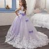 Tulle Tissus Rouge Fête De Noël Filles Robe Enfants Soirée De Mode Costume Cérémonie Arc Noeud Fille Robes Pour Les Mariages Q0716