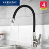 LEDEME LY Design Kitchen Caucet 360 Obrotowy Ze Stali Nierdzewnej Pojedynczy uchwyt Mikser Mikser Tap Wyciągnij Down Chrome Wykończenie L74004 210719