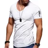 fashion mens T-shirt Slim custom brand design fashion V-neck fitness casual T-shirt Basic solid color casual fitness Clothes