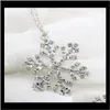 & Pendants Drop Delivery 2021 Crystal Snow Shape Snowflake Pendant Top Quality Sier Plated Rhinestone Necklaces Long Chain Necklace Jewelry F