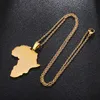 Afrika kaart ketting roestvrijstalen kaarten hanger kettingen gouden ketens hiphop mode sieraden voor vrouwelijke mannen wil en zandig